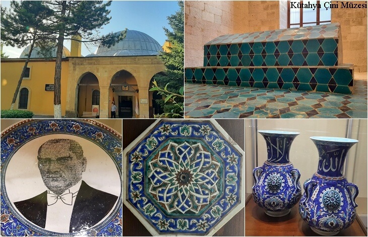 kütahya çini müzesi dış cephe, yeşil türbe çinileri, atatürk çini portresi, geleneksel kütahya çini deseni, osmanlı çini vazoları, çini sanatının örnekleri