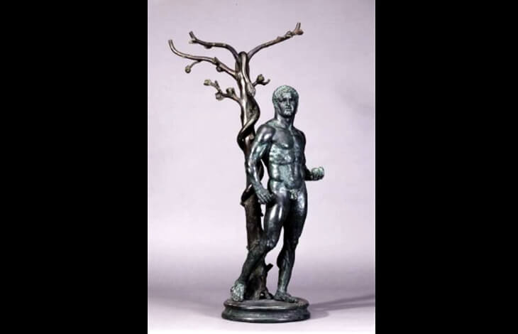 Herakles&rsquo;in Atlas ile g&ouml;r&uuml;şt&uuml;ğ&uuml; ve Hesperidlerin Altın Elmaları&rsquo;nın bulunduğu bah&ccedil;eyi g&ouml;steren mitolojik sahne.