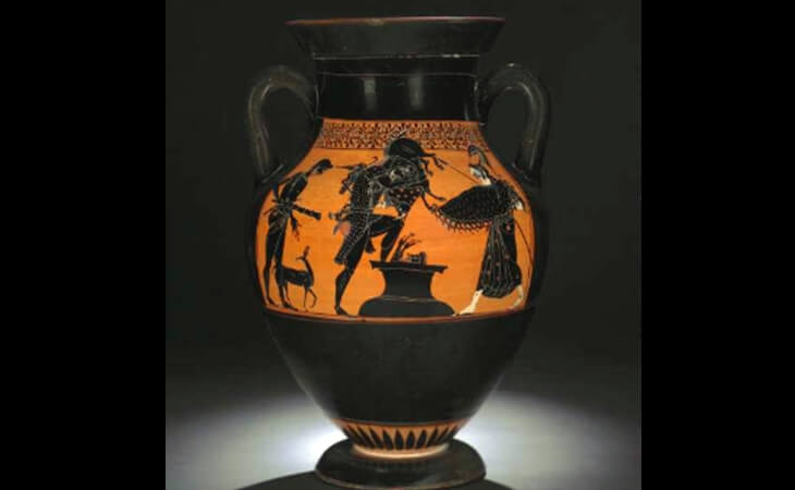Herakles&rsquo;in Erymanthos Dağı&rsquo;ndaki dev yaban domuzunu karla kaplı arazide yakaladığı sahne.