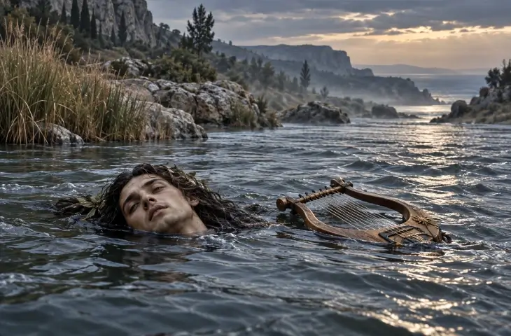 Orpheus’un kesik başı ve liri Hebros Nehri’nde birlikte sürükleniyor
